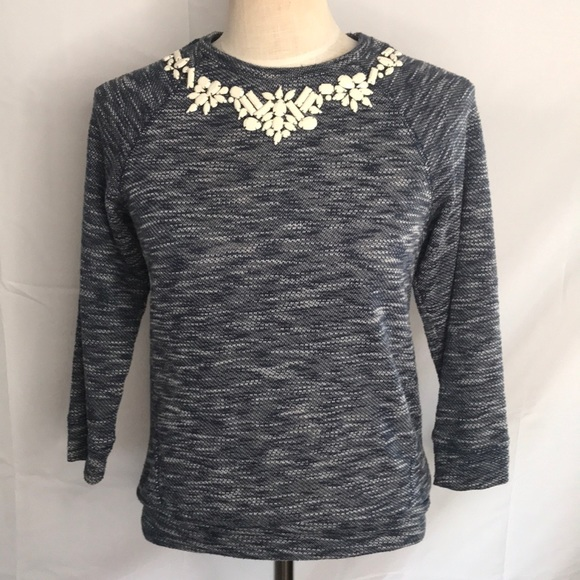 W5 Tops - Anthropology Beaded Neck Cotton Long Sleeve Top‎